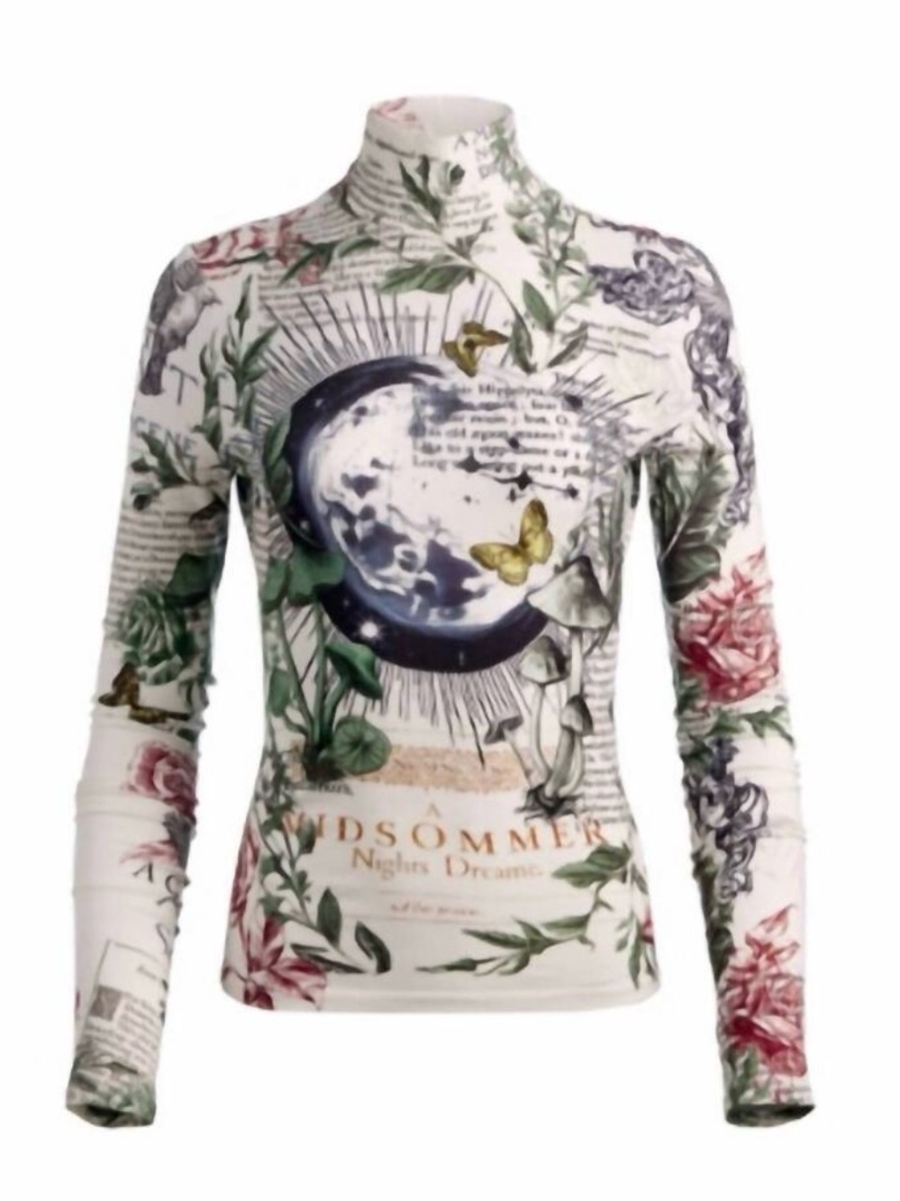 ALICE + OLIVIA delaina turtleneck top in dreamscape moon villa size Medium - Picture 4 of 7